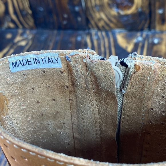 Swedish Hasbeens Women's Perforated Zipper Leather Tan Brown Boot Size 36 / US 6 - Picture 10 of 11